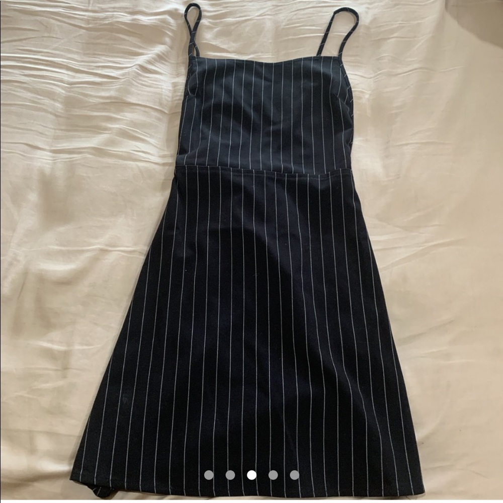 Black striped mini dress